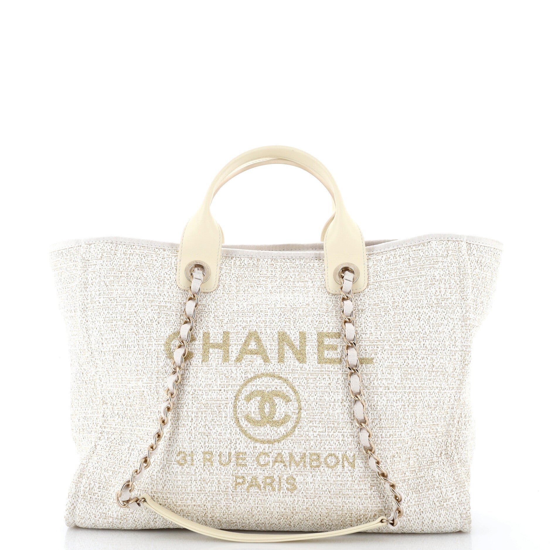 Deauville Tote Raffia with Glitter Detail Medium