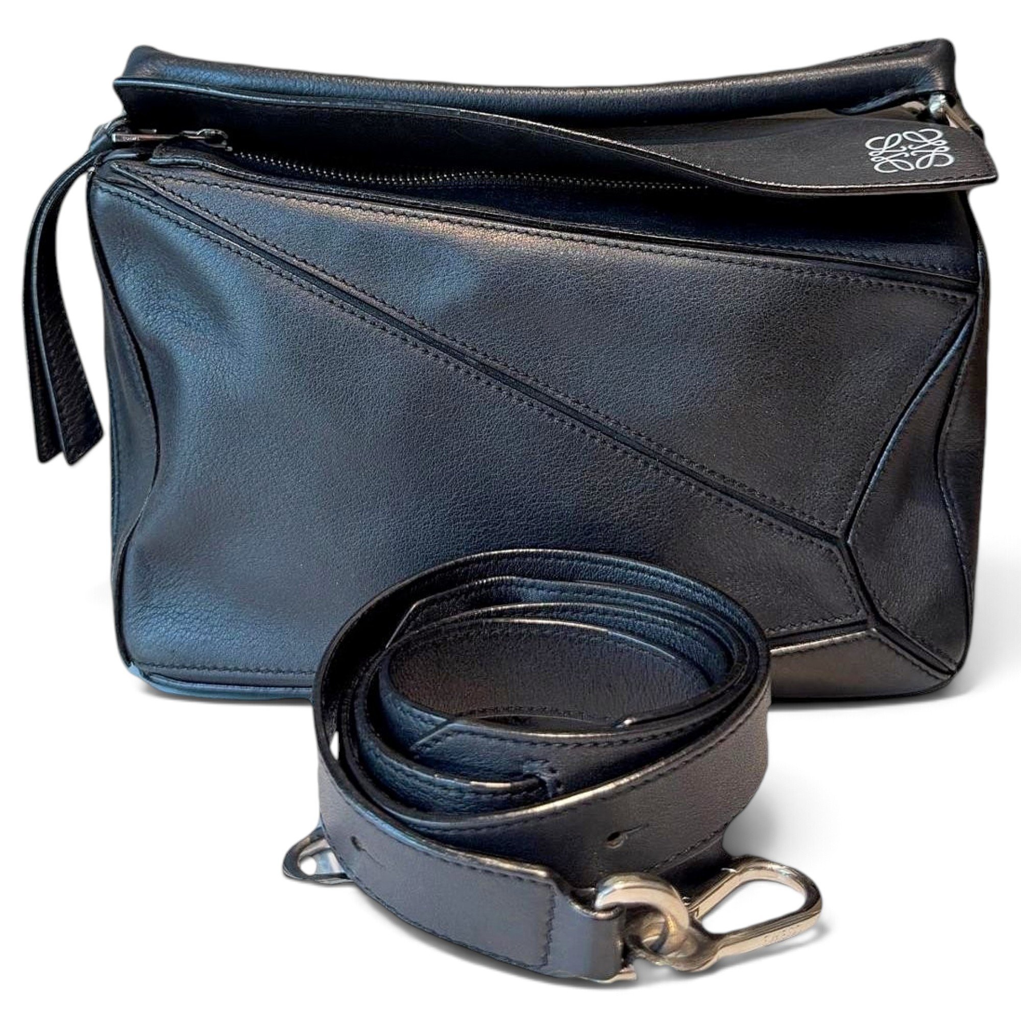 Puzzle leather handbag