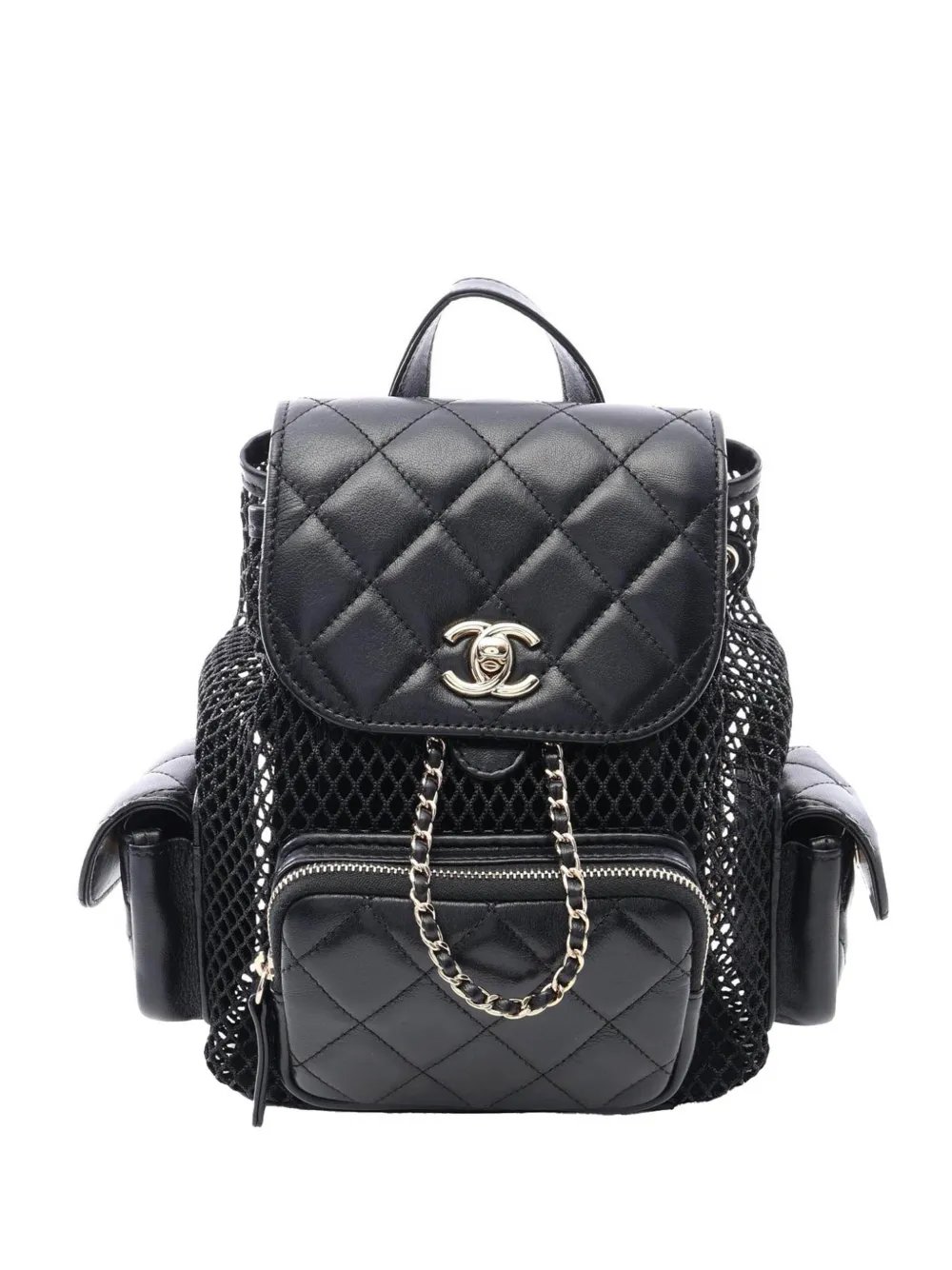 2022 Small Quilted Shiny Lambskin and Mesh Cargo Duma Drawstring backpack