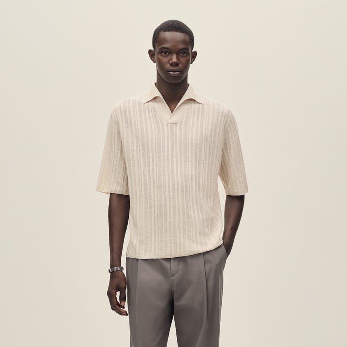Ficelle Shot-sleeve Polo Shirt