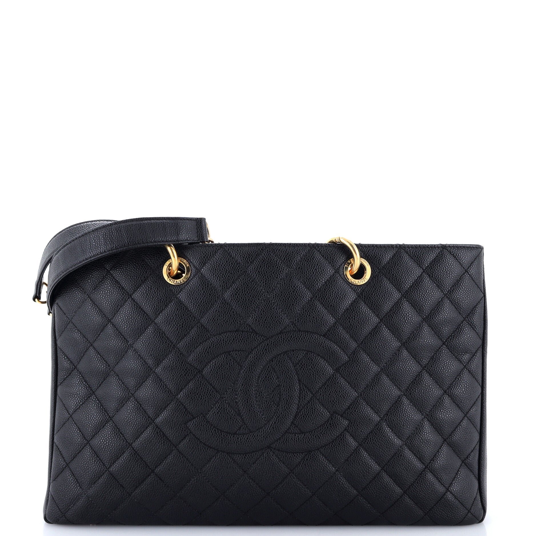 Grand Shopping Tote Quilted Caviar XL