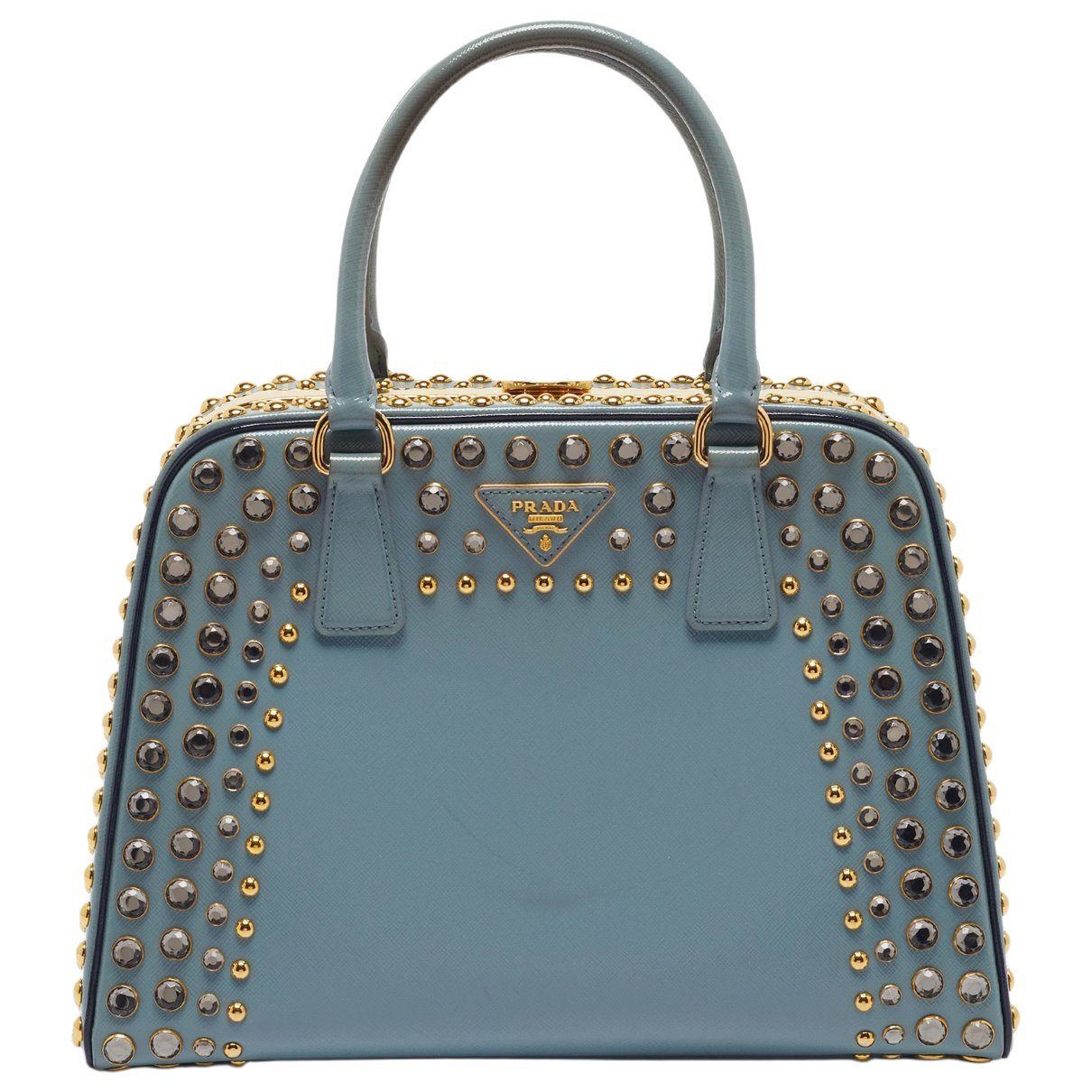Prada Pyramid patent leather satchel