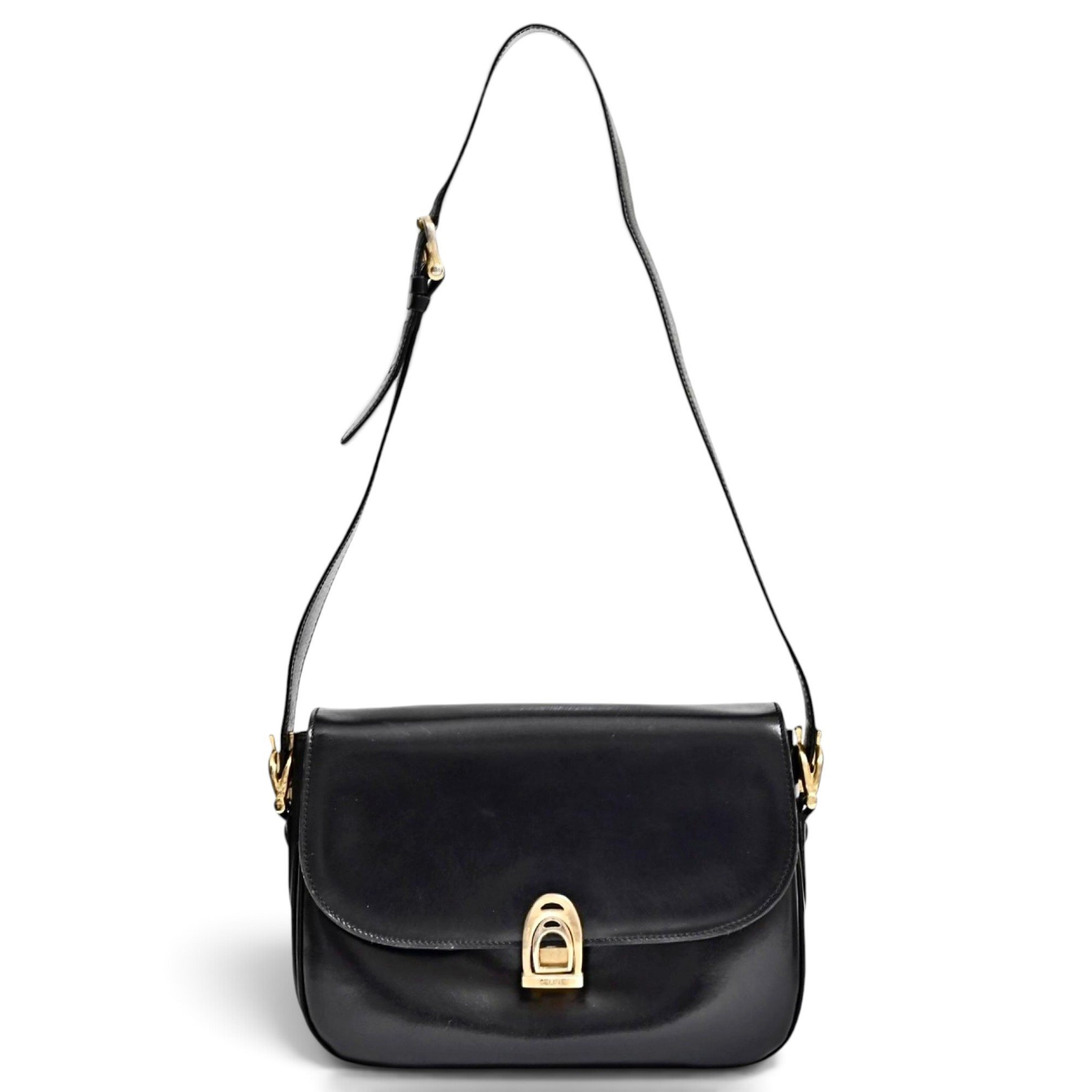 Clasp leather handbag