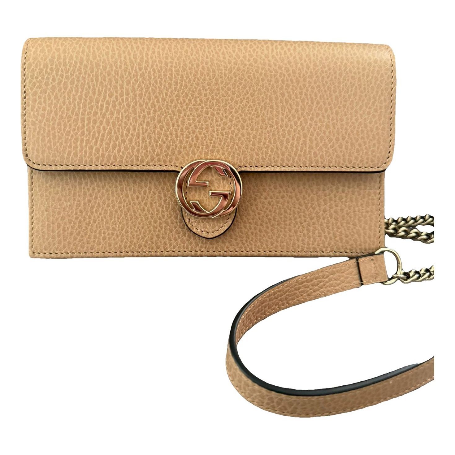 Interlocking leather clutch bag