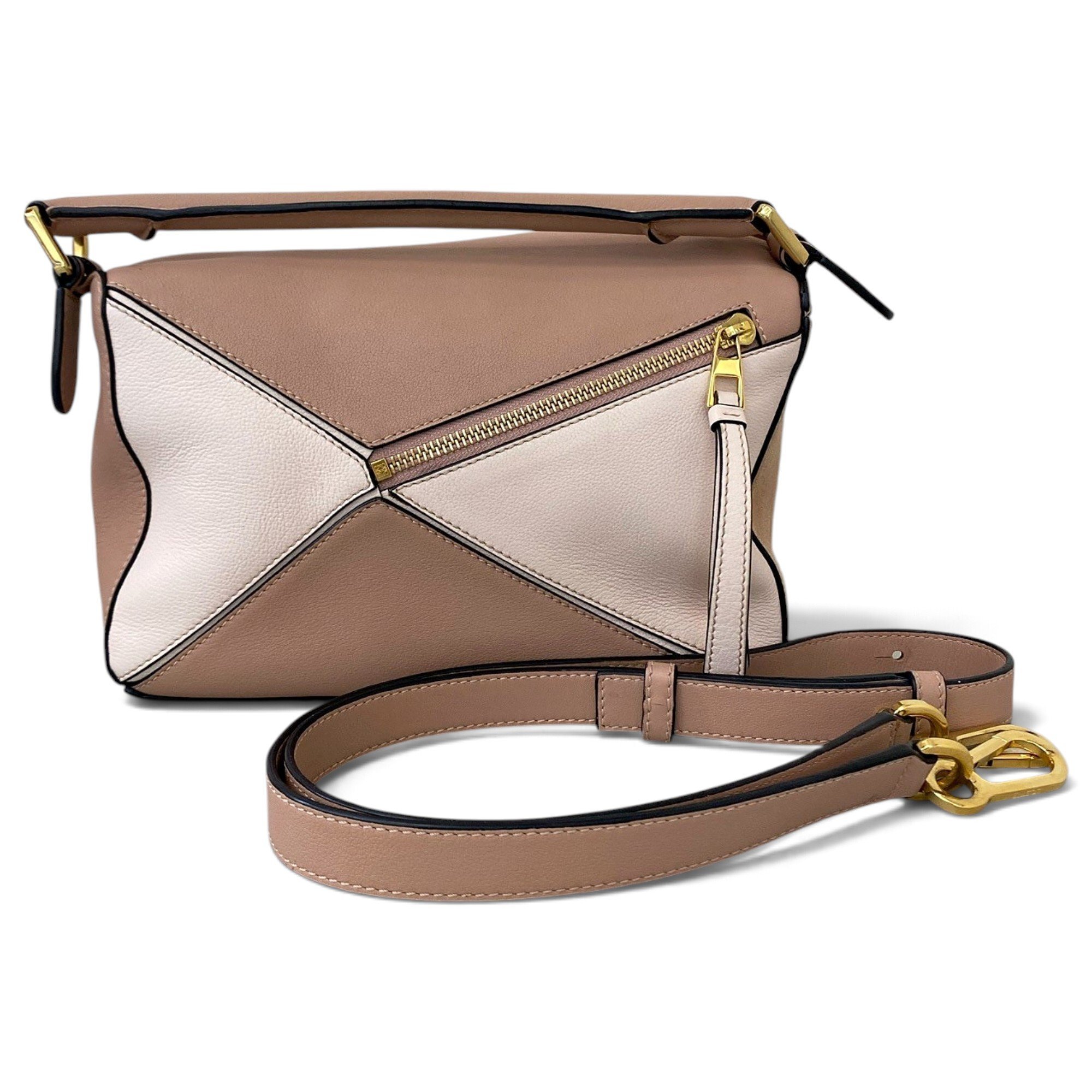 Puzzle leather handbag