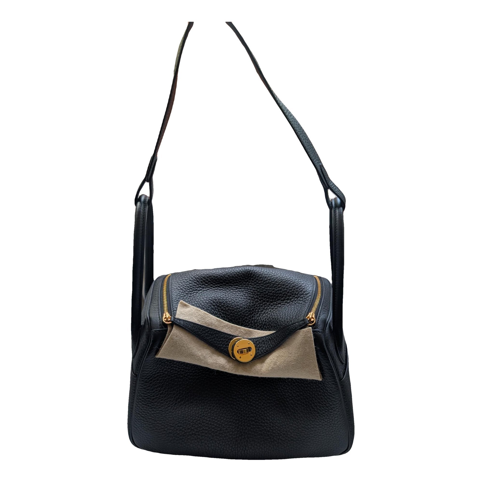 Hermes Lindy Handbag Black Clemence Leather 2025