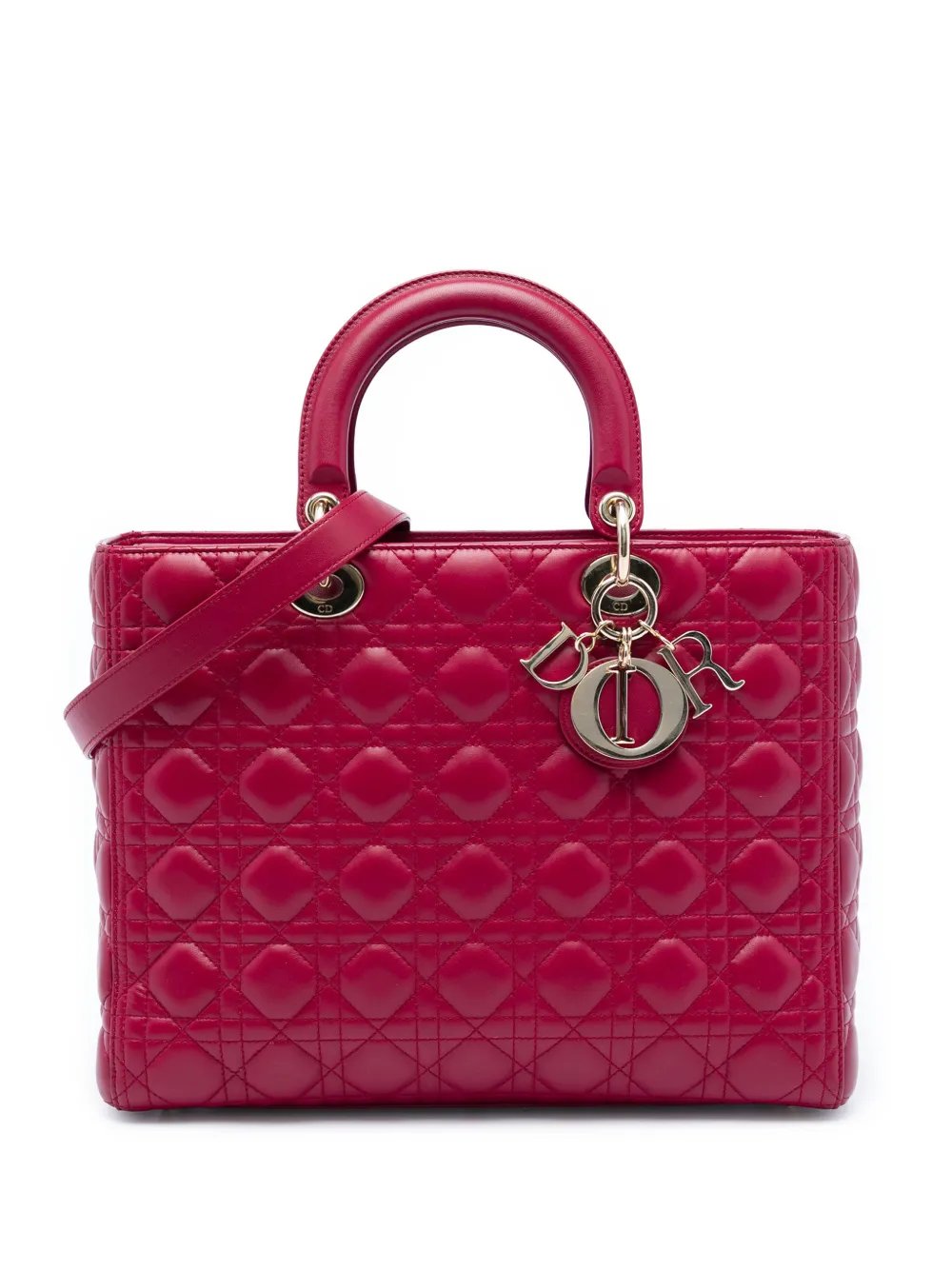 2018 Large Lambskin Cannage Lady Dior satchel
