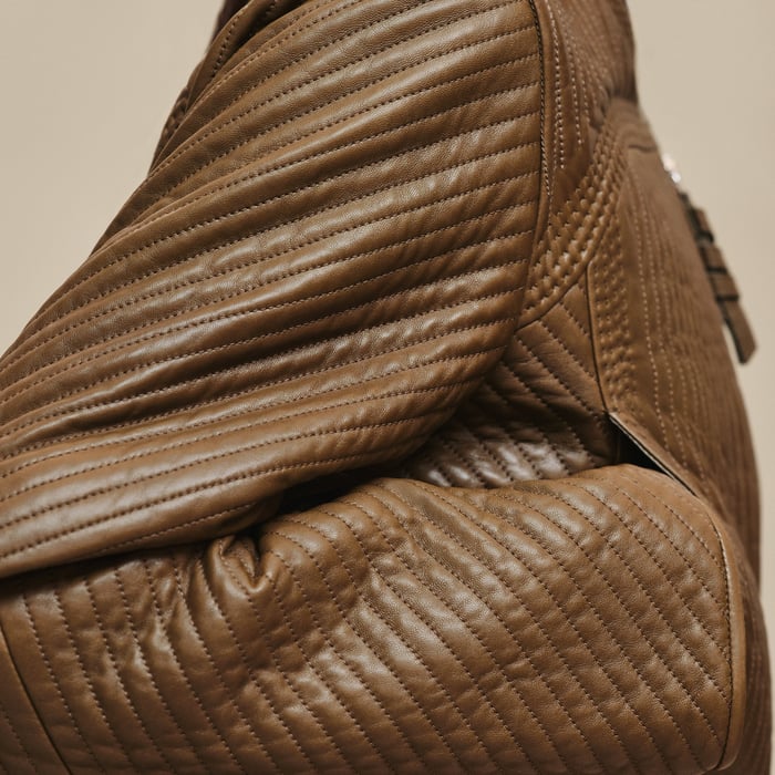 Marron Muschio Veste Matelassée