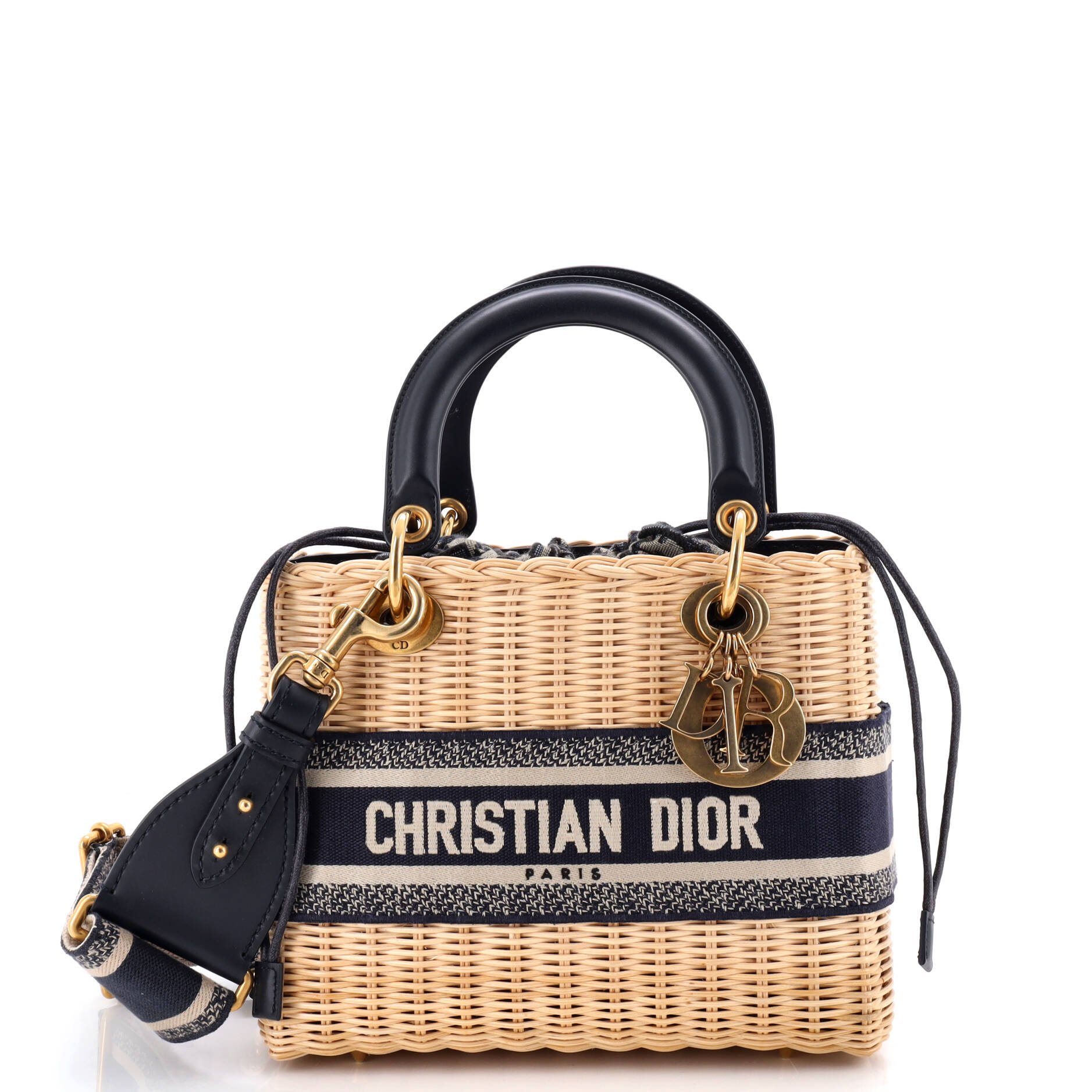 Dior Lady Dior Bag Wicker and Oblique Canvas Medium