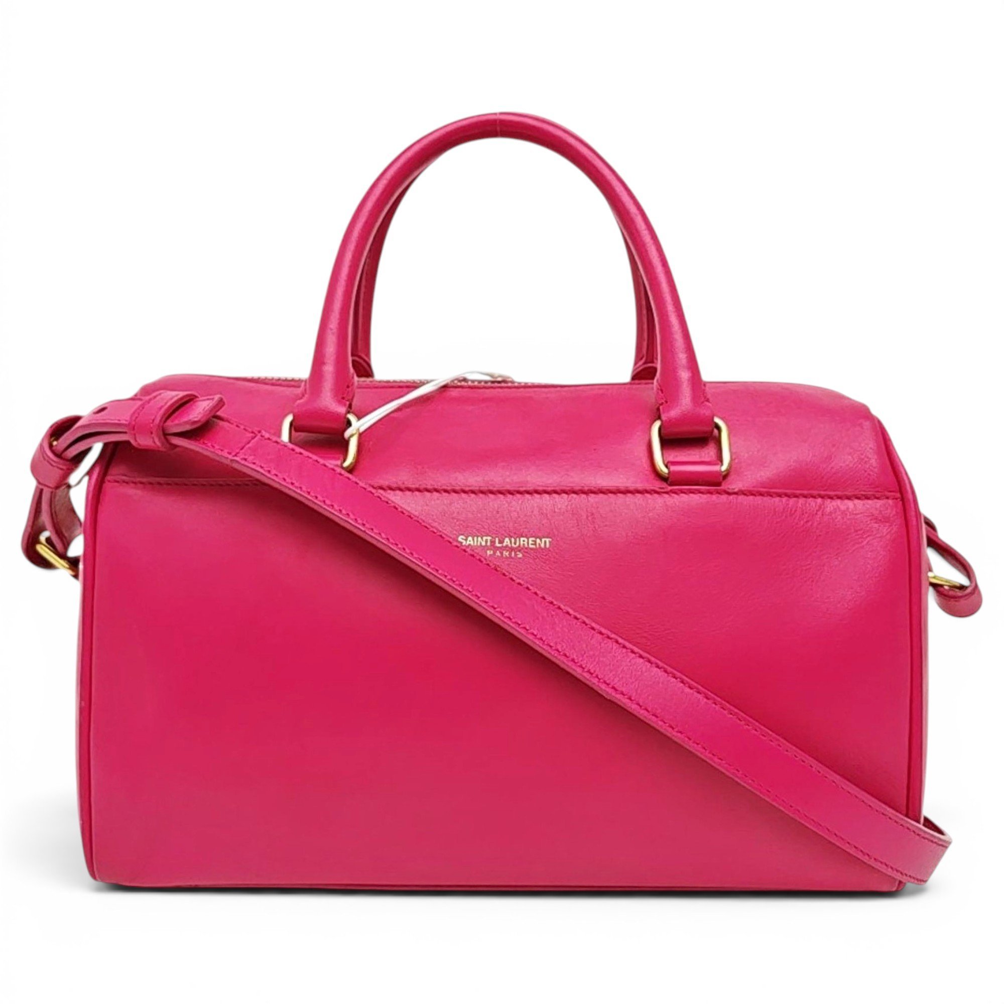 Duffle leather handbag