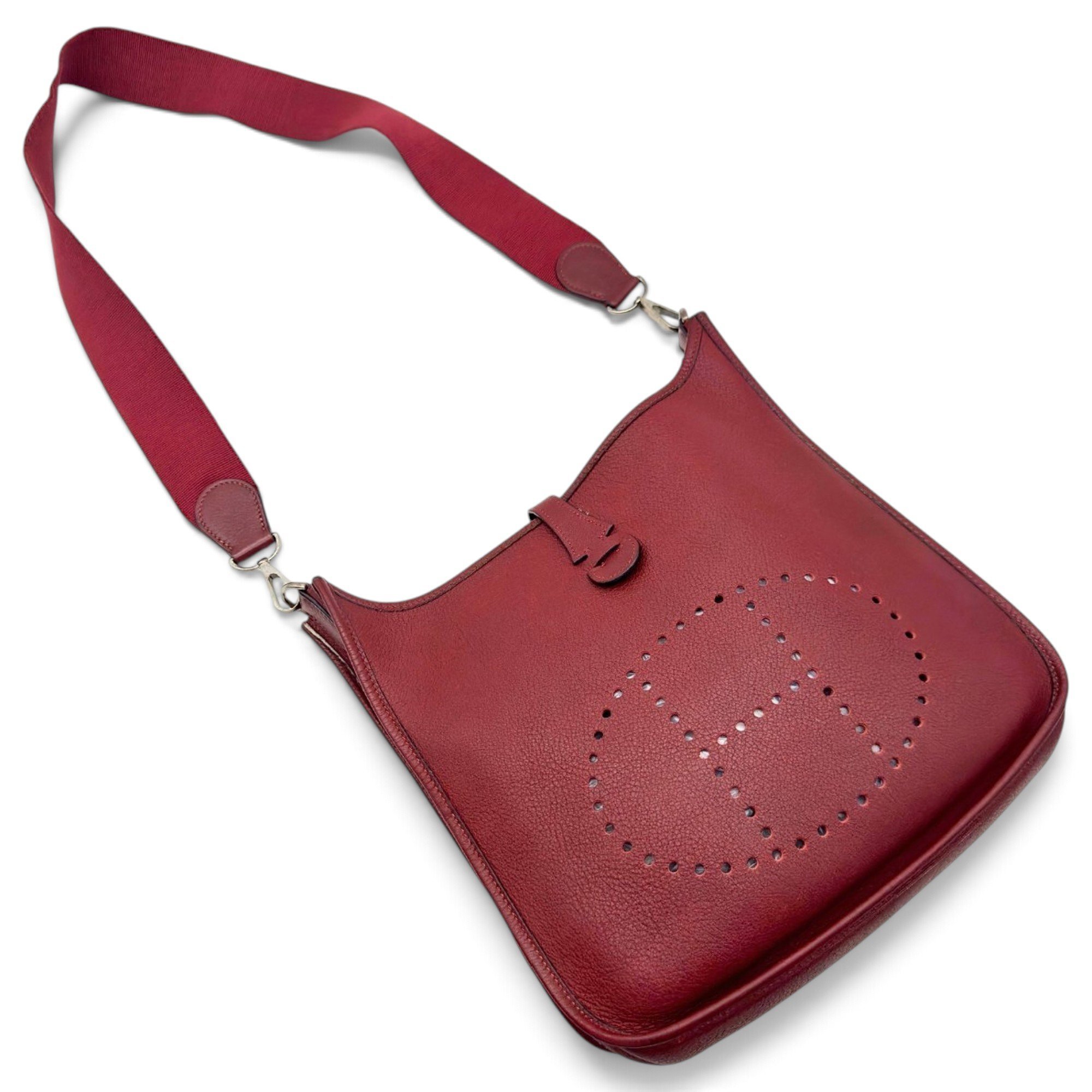 Hermes Evelyne Handbag Bordeaux Clemence Leather 2006