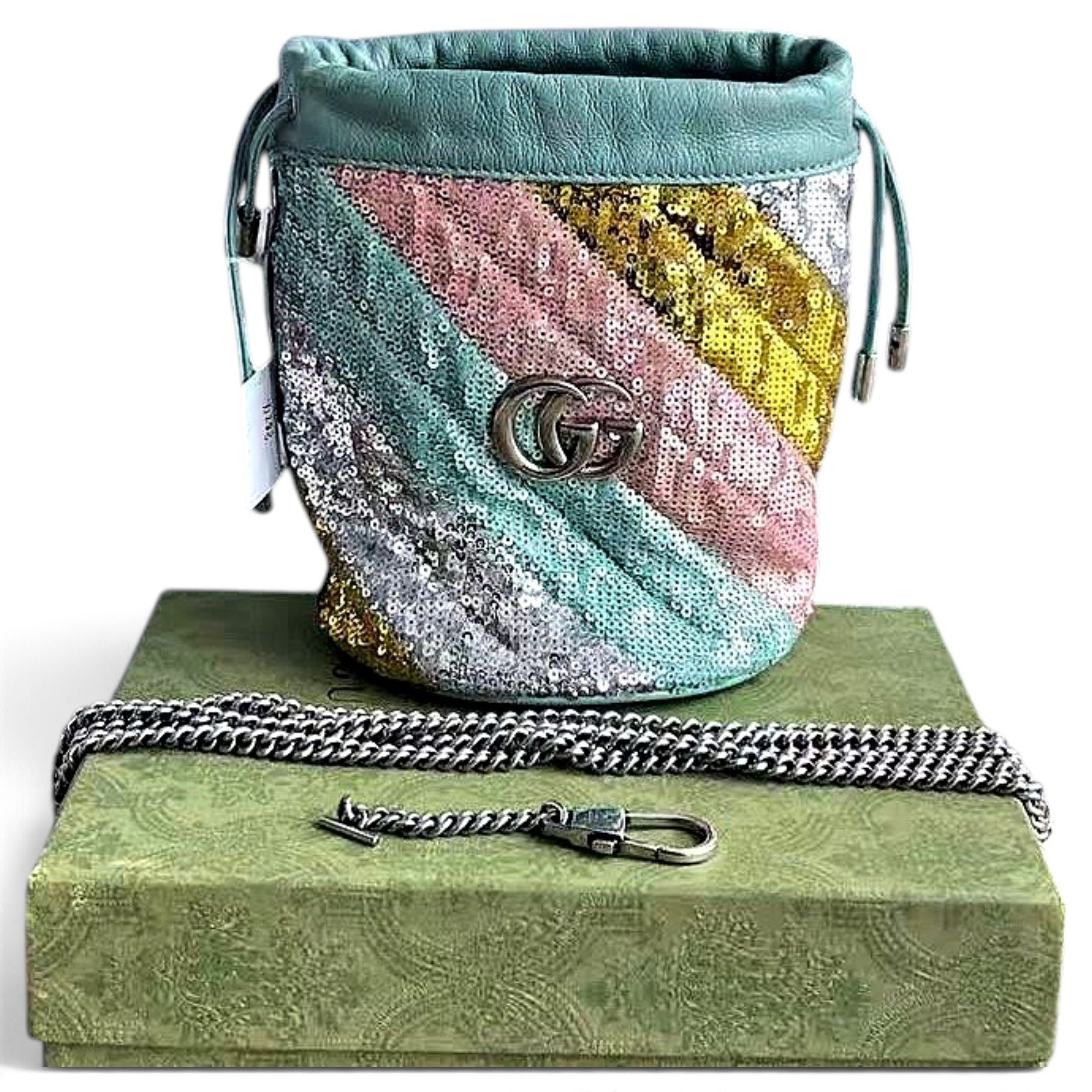 GG Marmont Chain Bucket glitter crossbody bag
