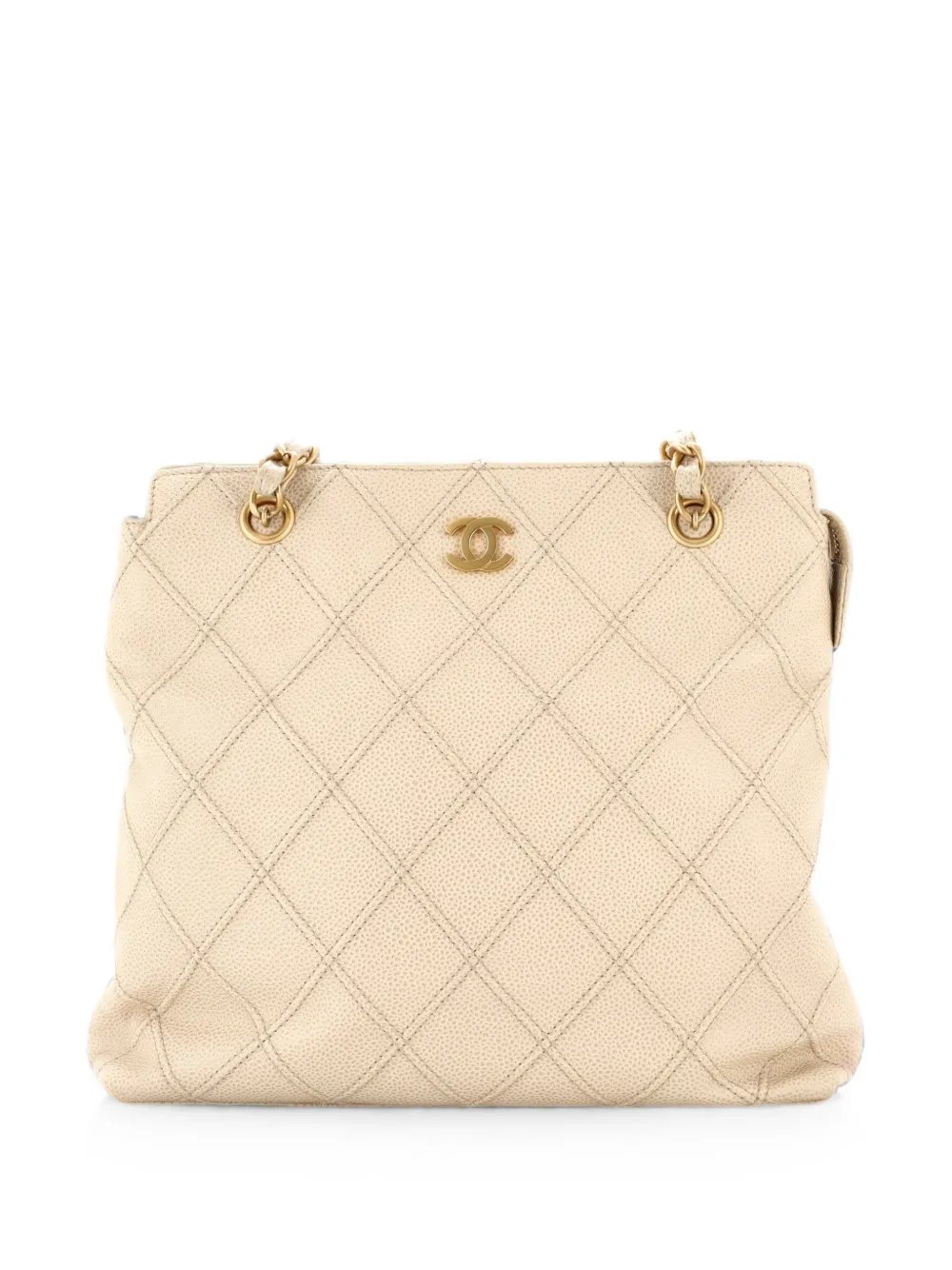 Zipped Chain Quilted Caviar Medium tote bag