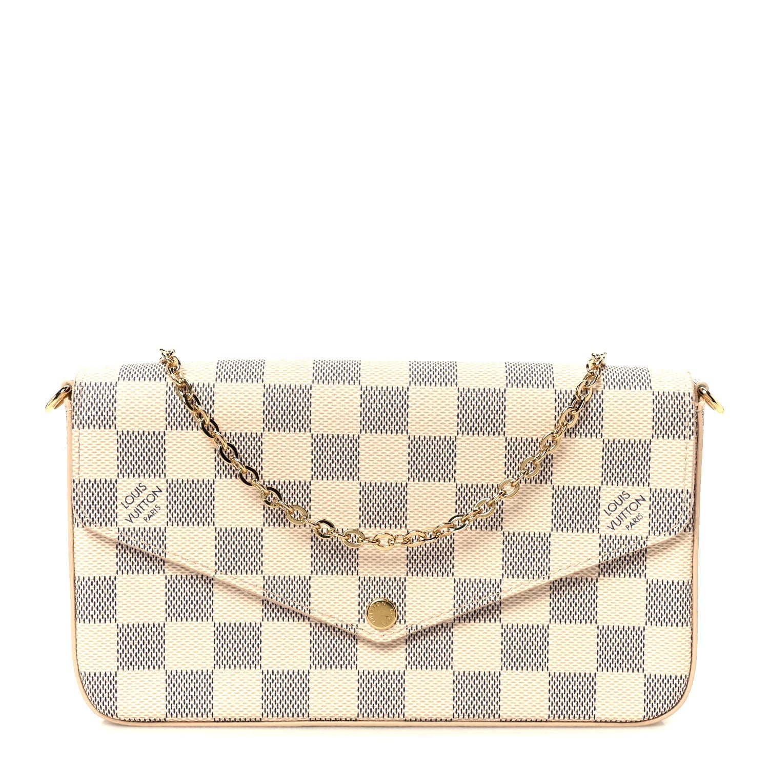 Louis Vuitton Louis Vuitton Damier Azur Pochette Felicie Chain Wallet Rose Ballerine