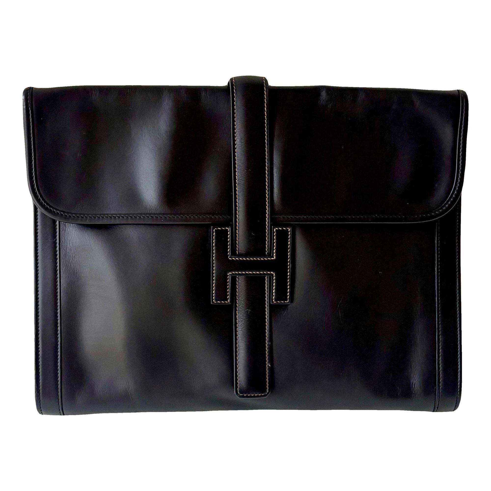 Hermes Jige leather clutch bag