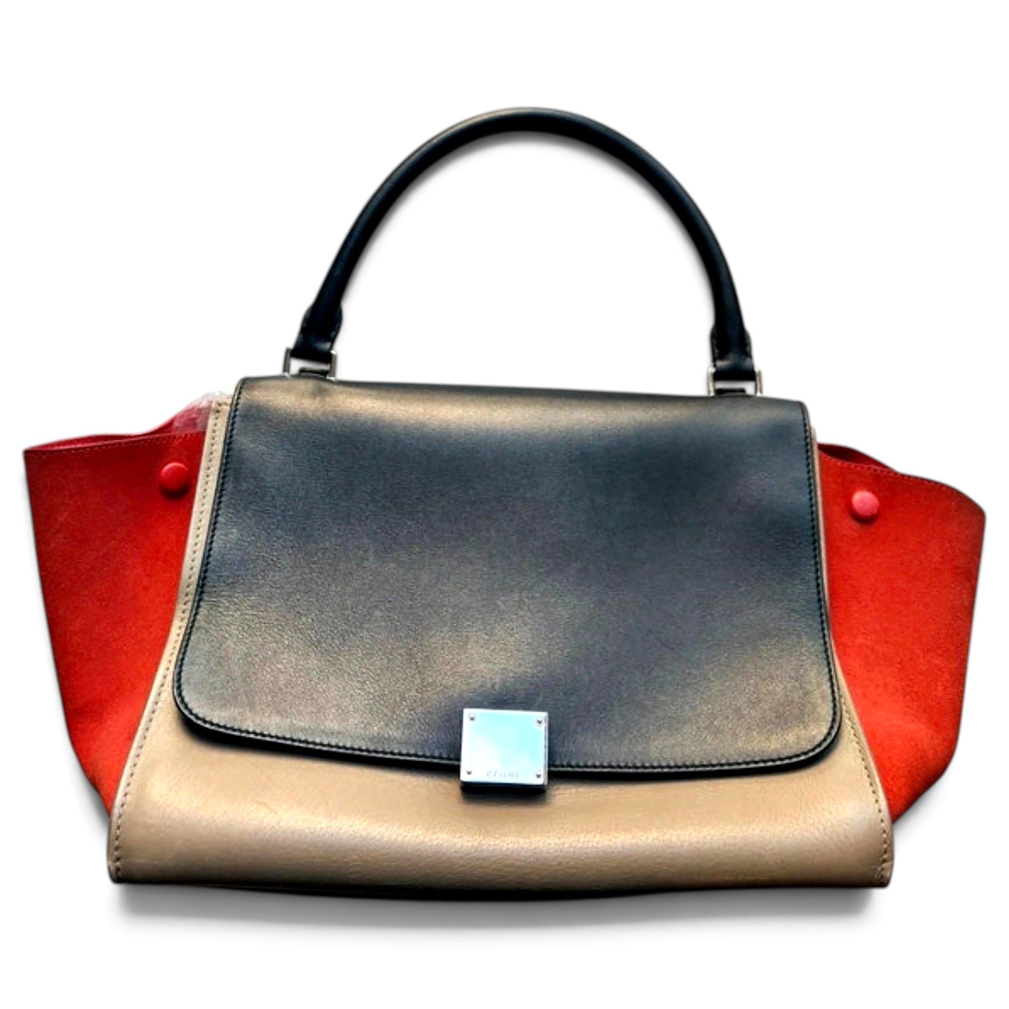 Trapèze leather handbag