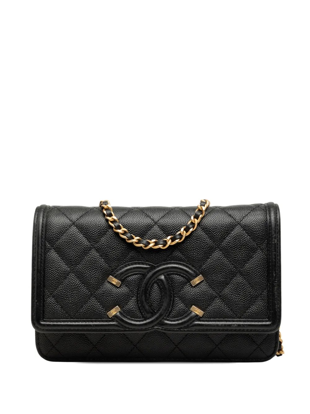 2019 Caviar CC Filigree Wallet On Chain crossbody bag