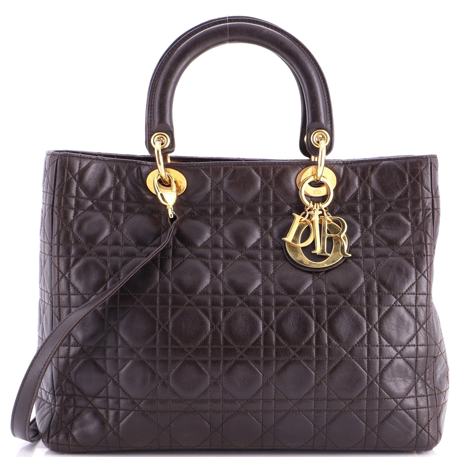 Vintage Lady Dior Bag Cannage Quilt Lambskin Large