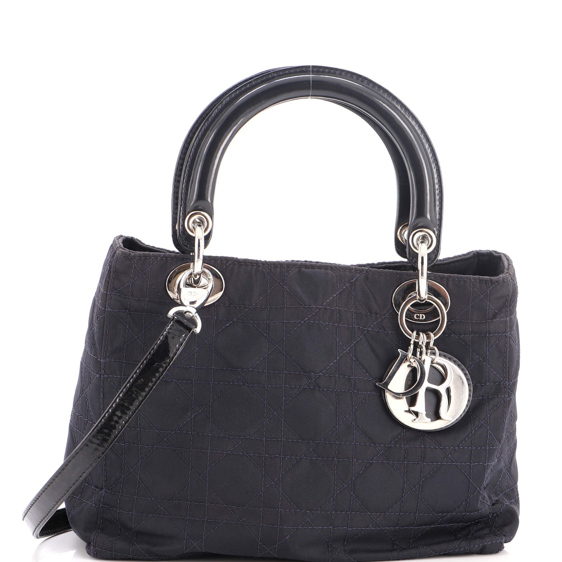 Vintage Lady Dior Bag Cannage Quilt Nylon Medium