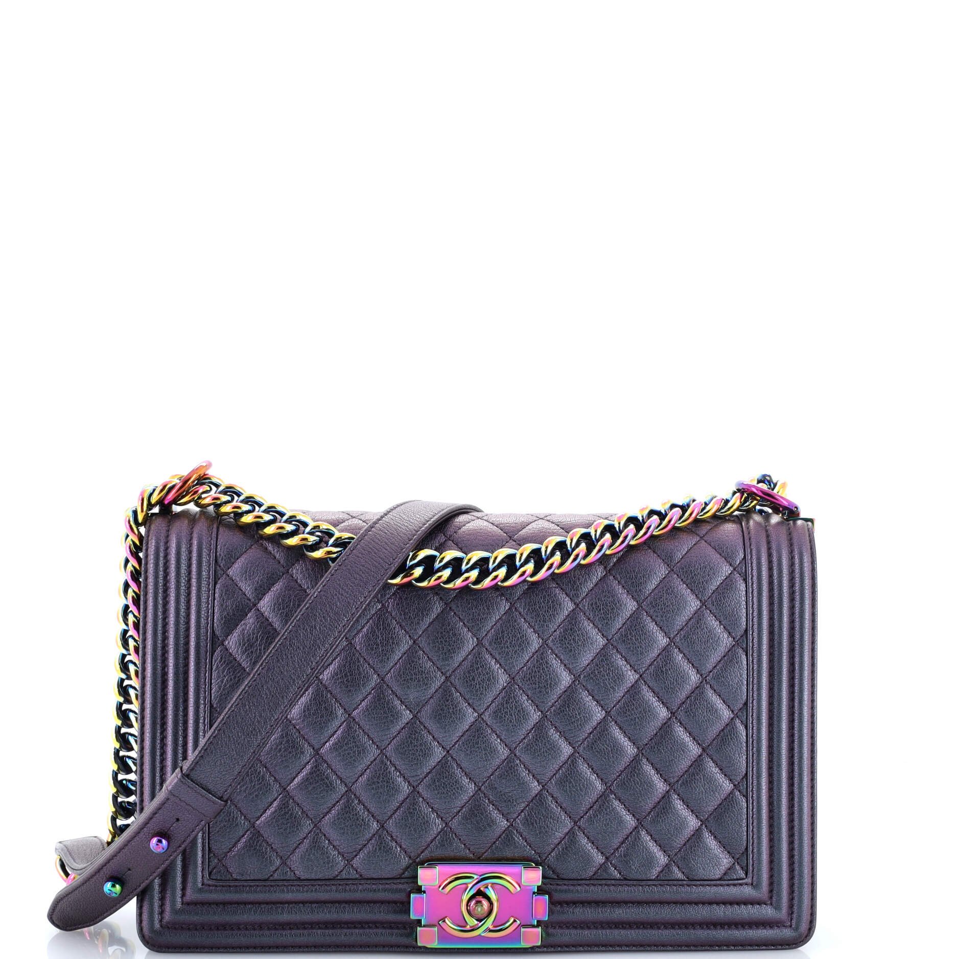 Boy Flap Bag Quilted Iridescent Goatskin New Medium