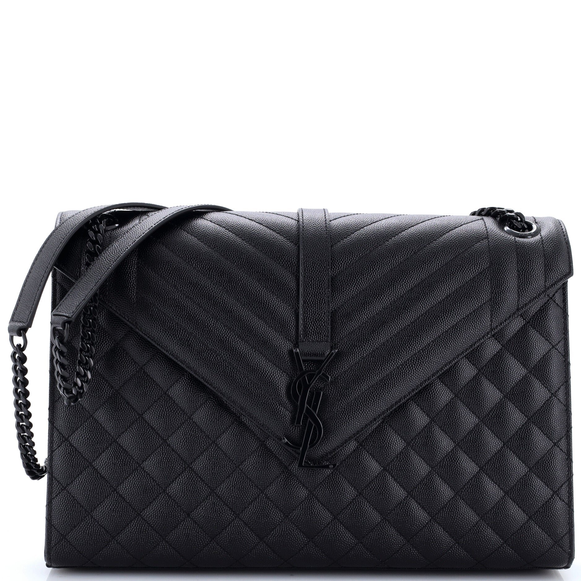 Classic Monogram Envelope Satchel Mixed Matelasse Leather Large