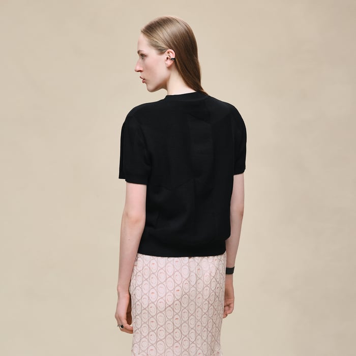 Noir "H Voyage" Short-sleeve Sweater