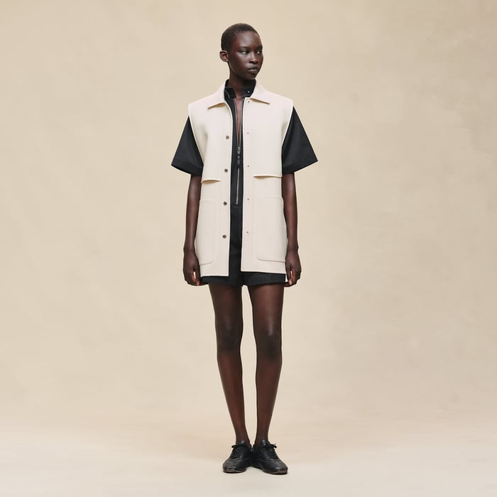 Blanc Sable Gilet Court Motif « chaîne d'Ancre »