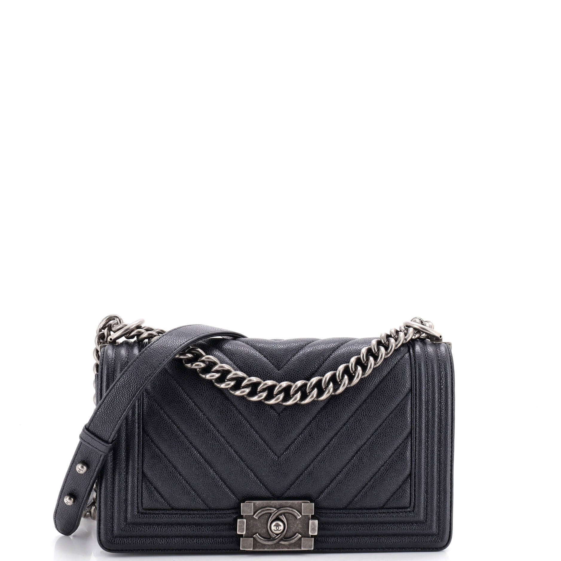 Boy Flap Bag Chevron Caviar Old Medium
