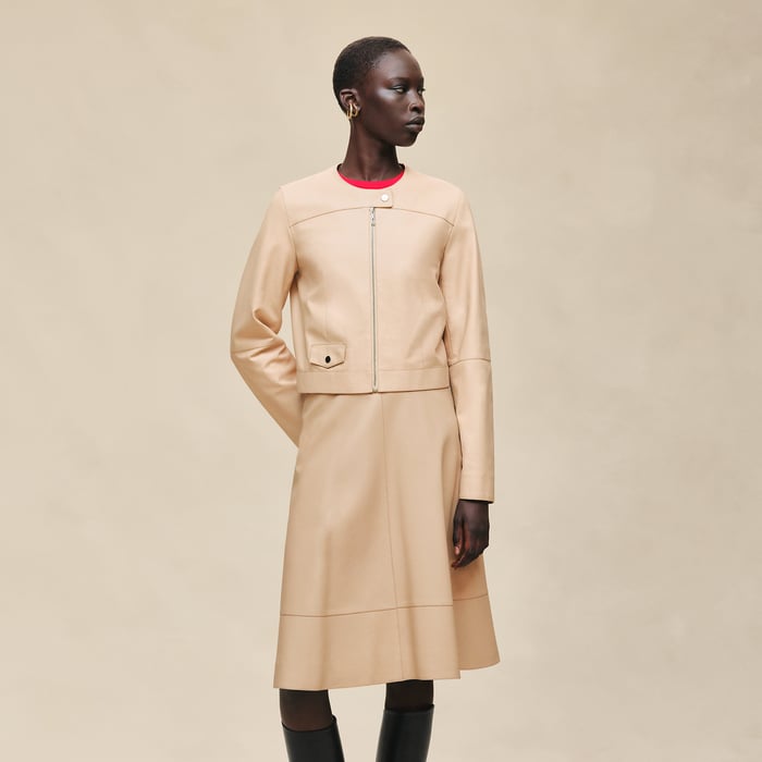 Beige Cajou Biker Jacket