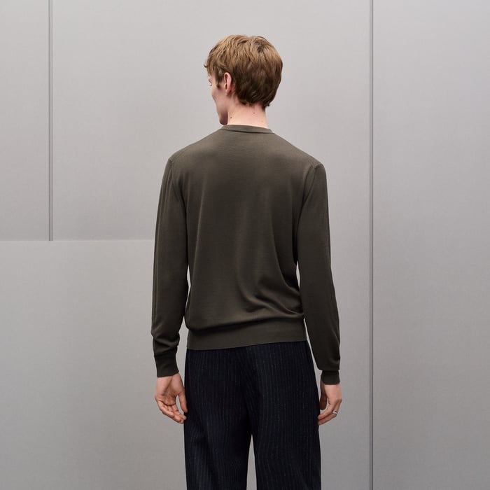 Taupe "Detail H" Crewneck Sweater