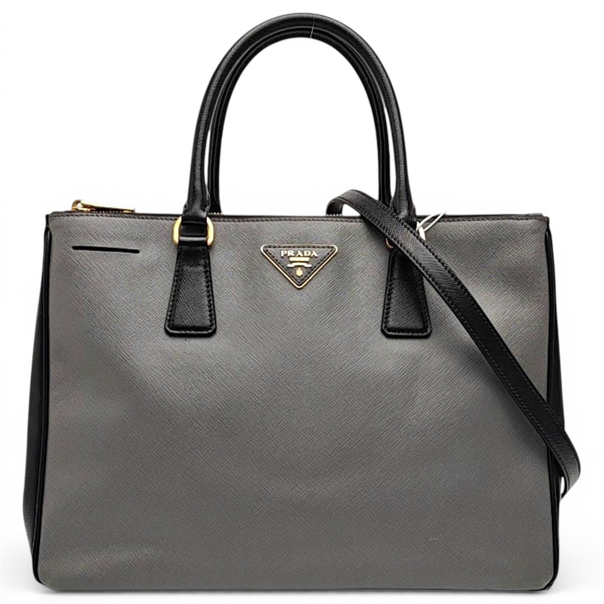 Double leather handbag