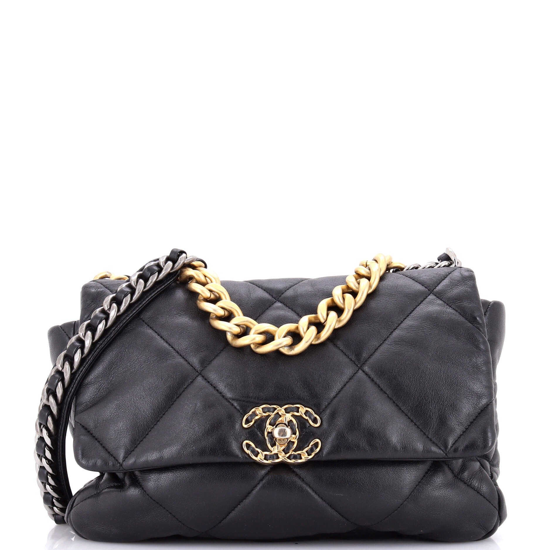 19 Flap Bag Quilted Leather Large