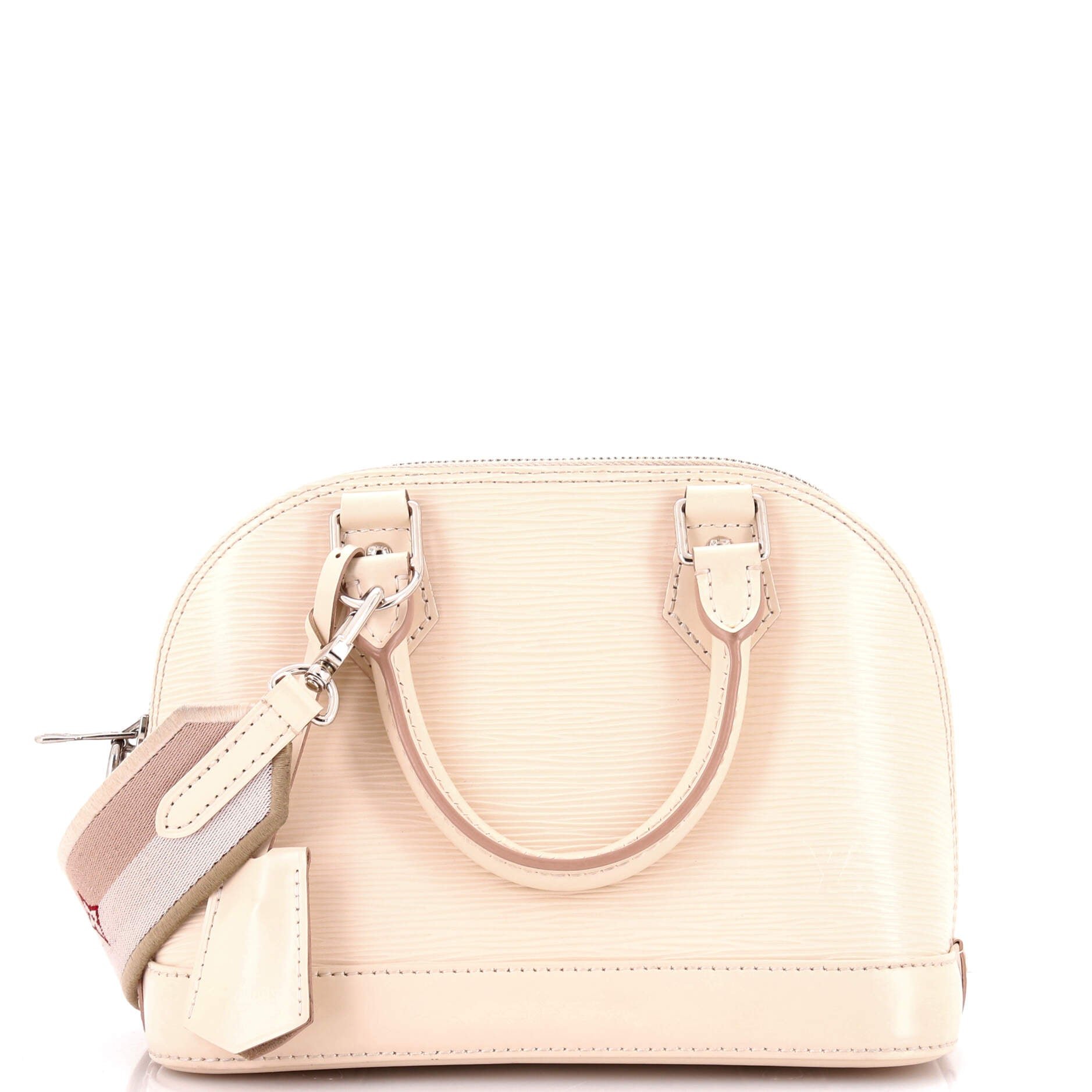 Alma Handbag Epi Leather with Logo Jacquard Strap BB