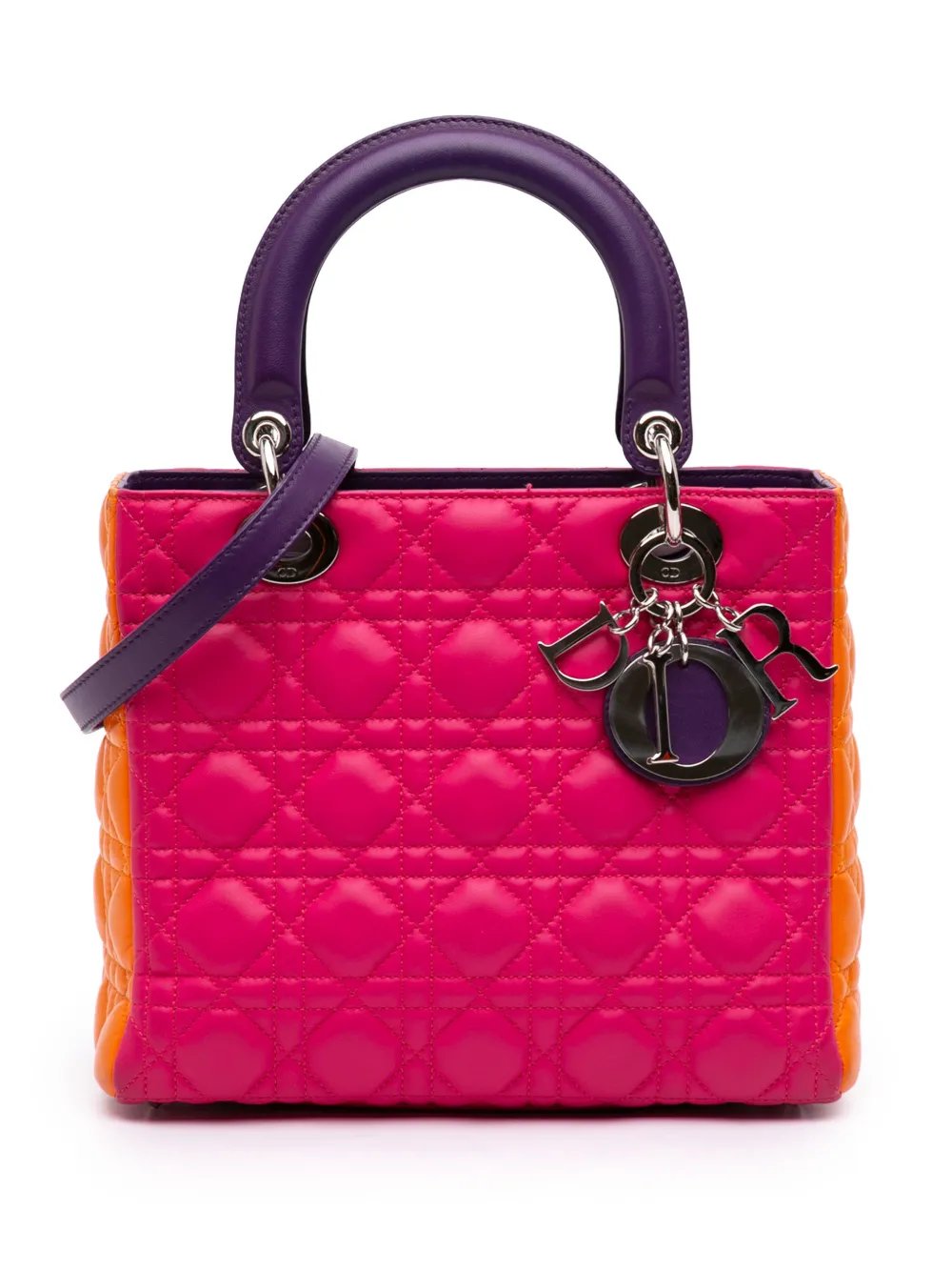 2011 Medium Tricolor Lambskin Cannage Lady Dior satchel