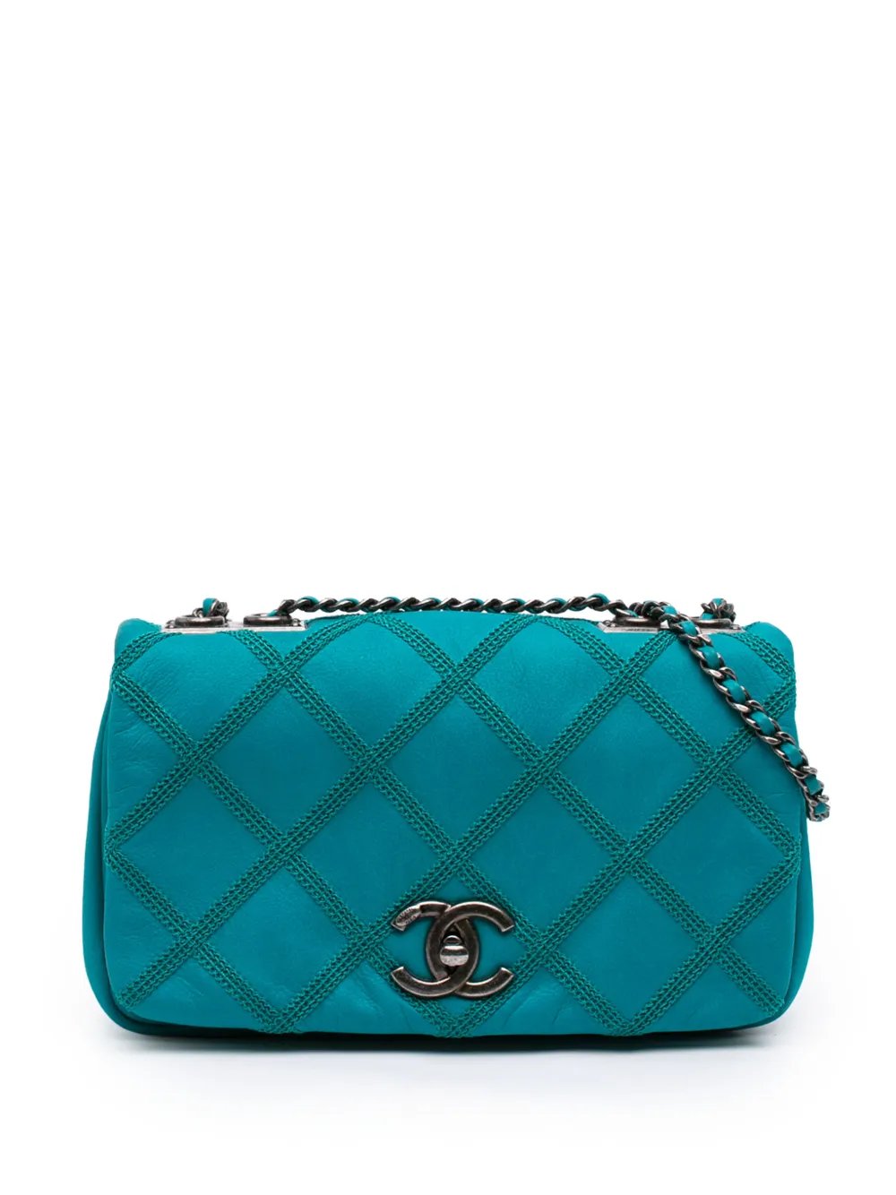 2012-2013 CC Iridescent Calfskin Diamond Stitch Flap shoulder bag