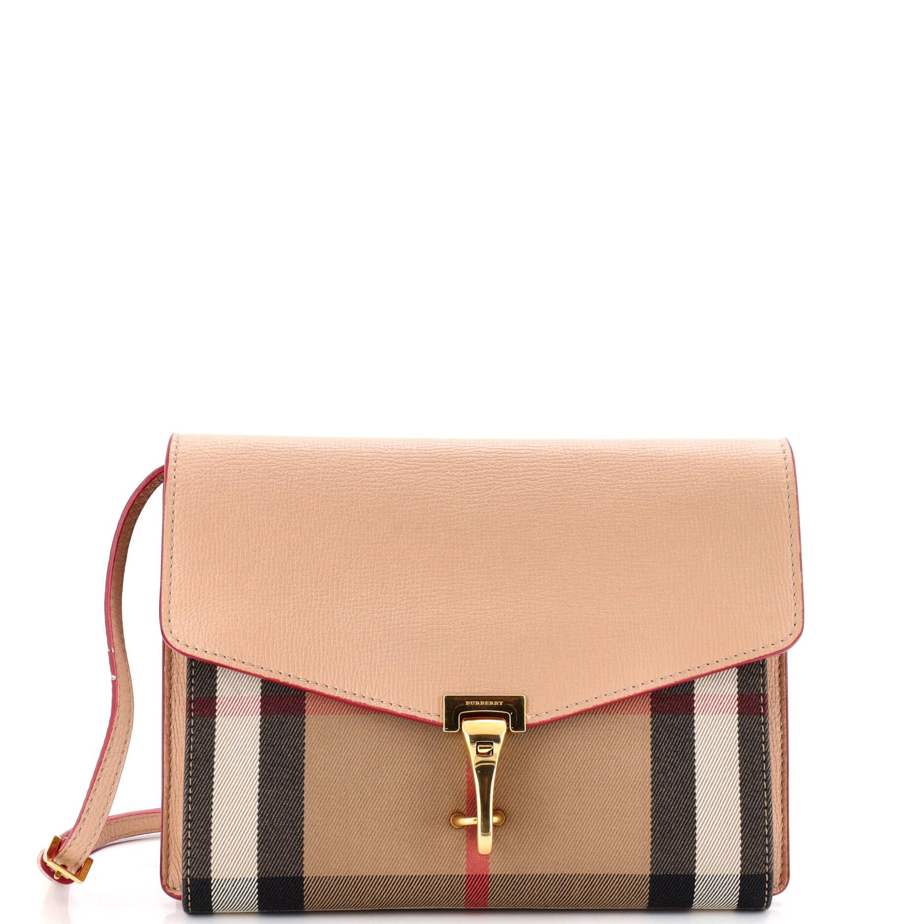 Macken Crossbody Bag Leather and House Check Canvas Small