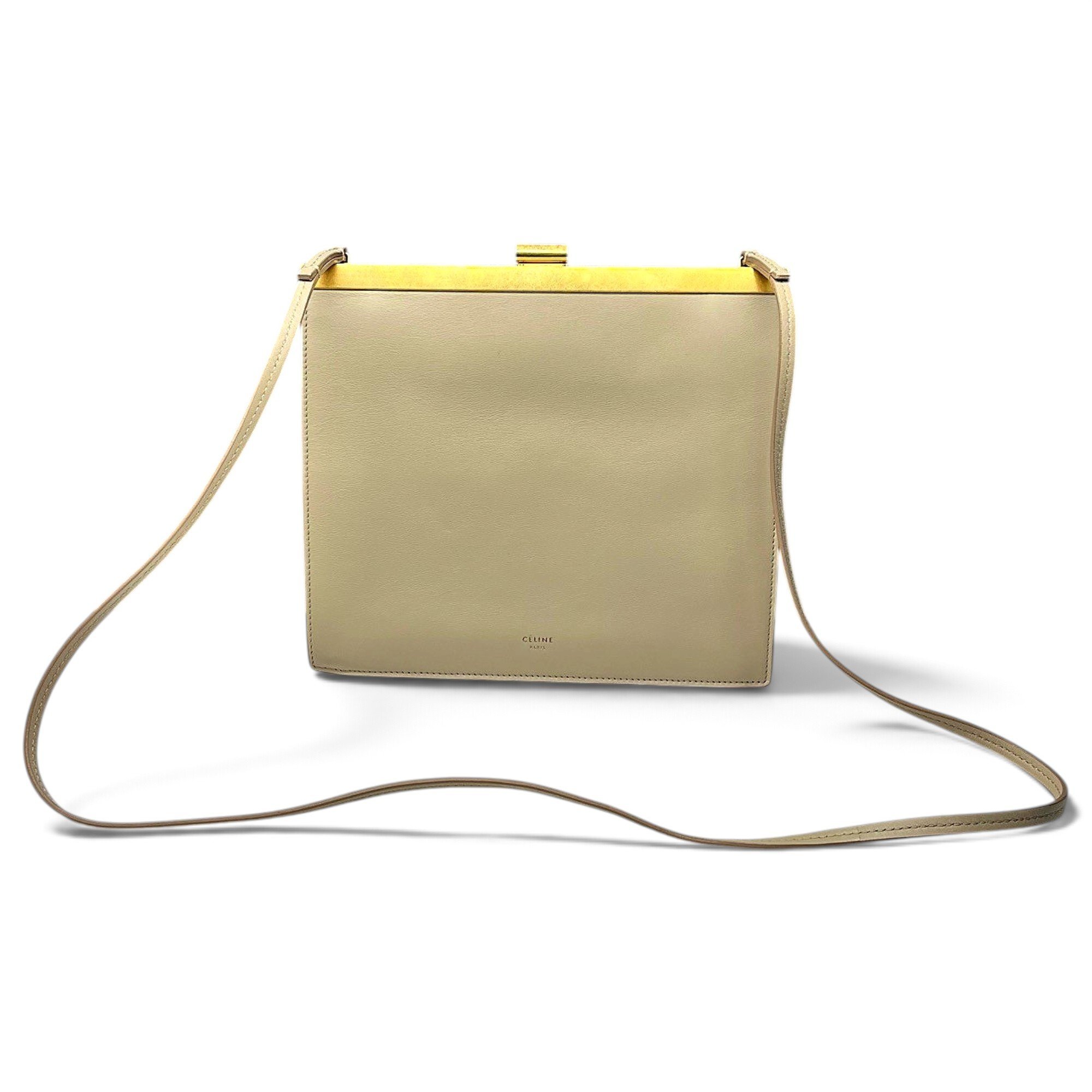 Clasp leather handbag