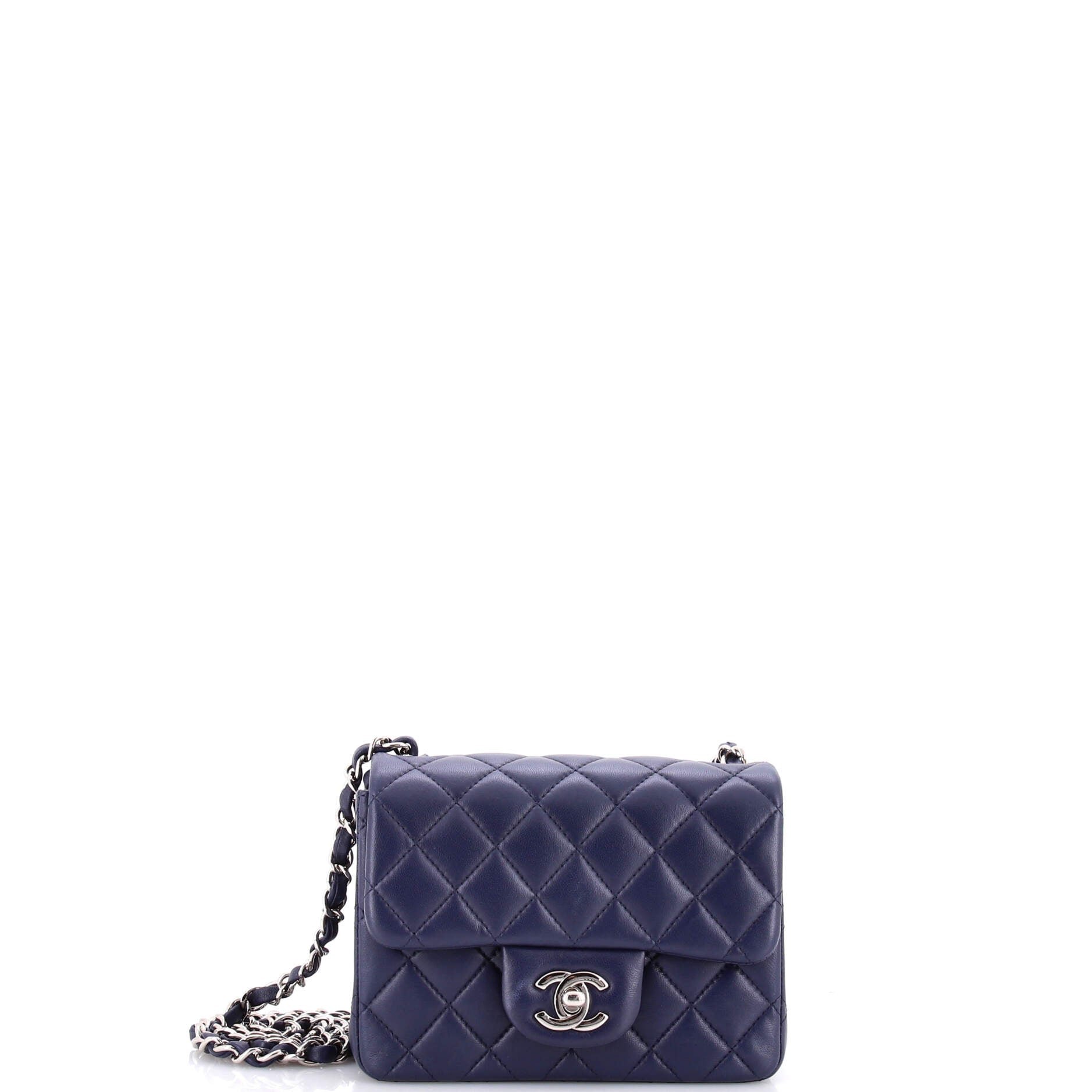 Square Classic Single Flap Bag Quilted Lambskin Mini
