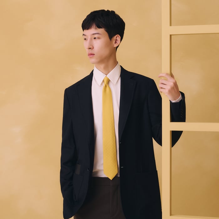 Jaune Vif Faconnee New H Tie
