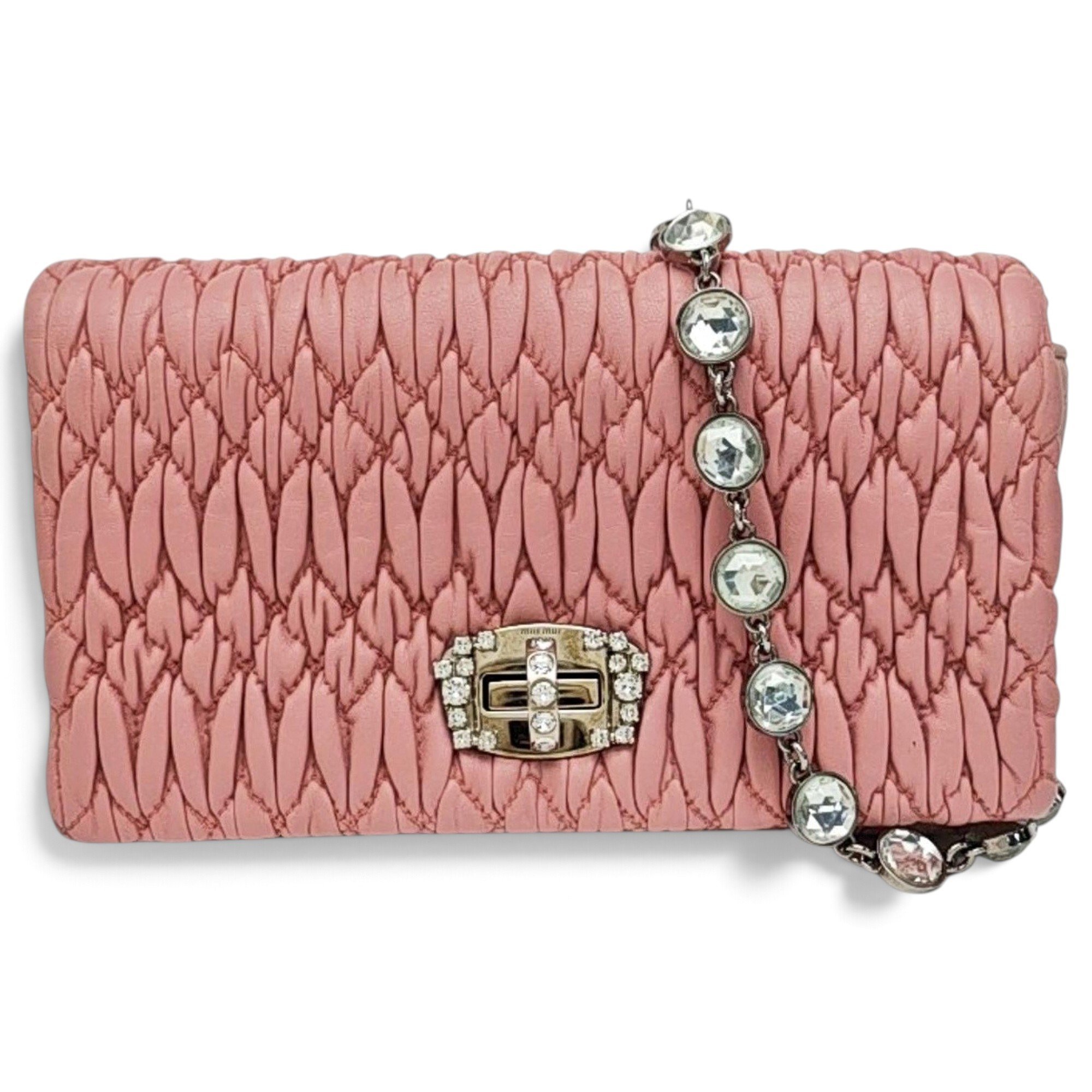 Miu Crystal leather handbag