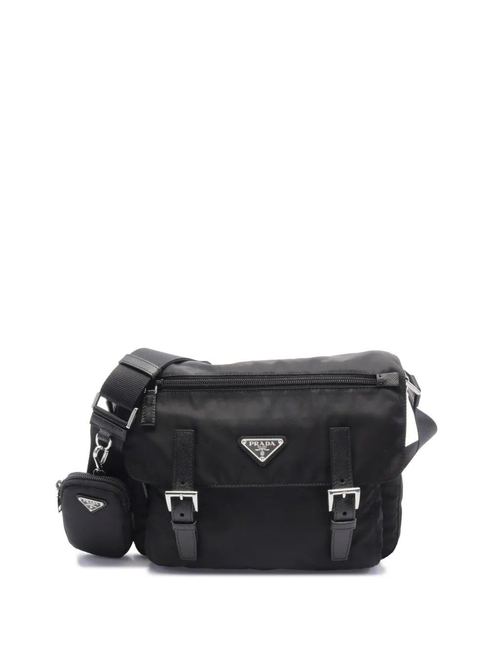 2013-2026 Saffiano Trimmed Tessuto Zip Double Buckle Messenger Bag crossbody bag