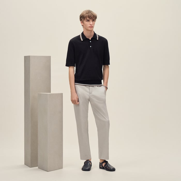 Noir "Rayures & Twist" Polo Shirt