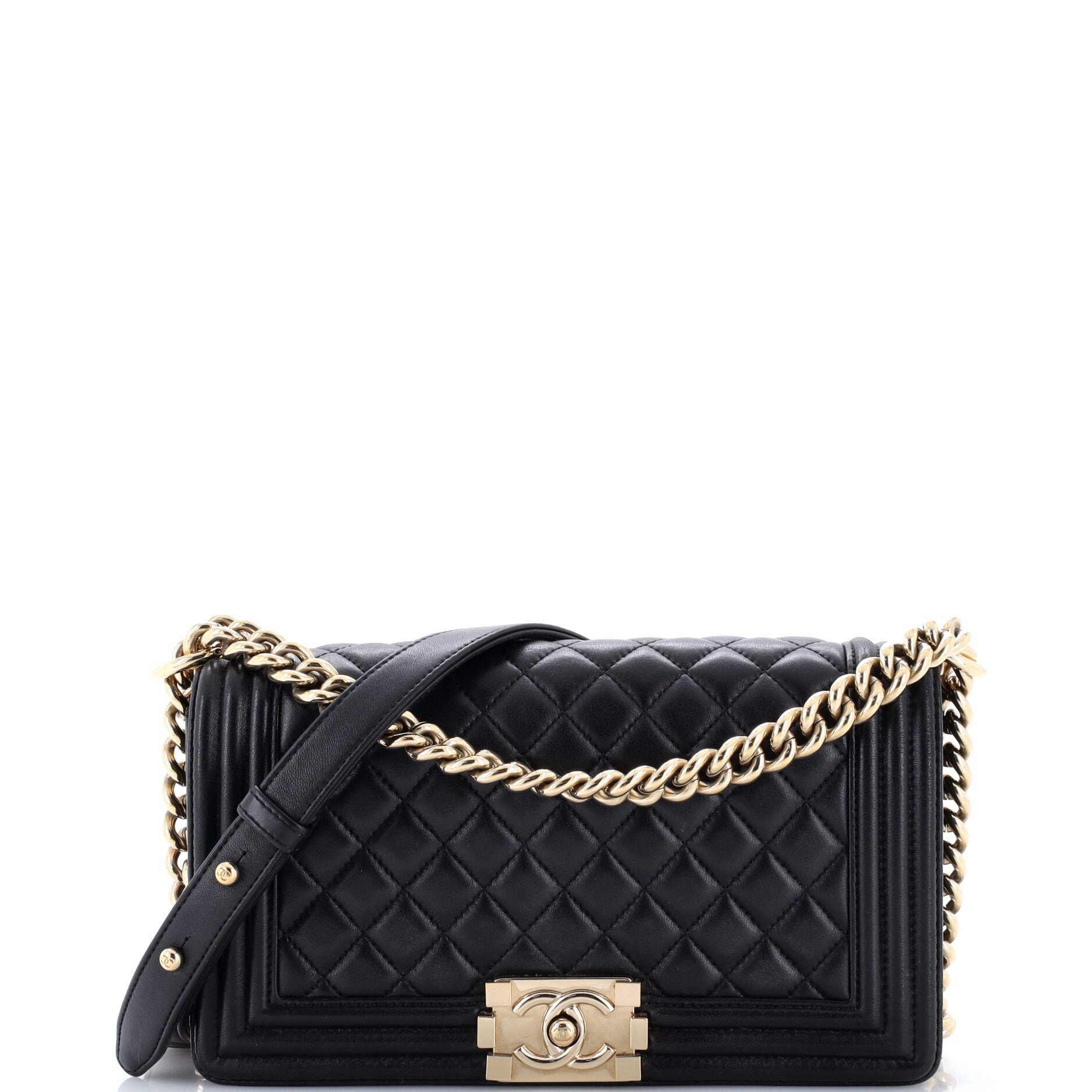 Chanel Boy Flap Bag Quilted Lambskin Old Medium
