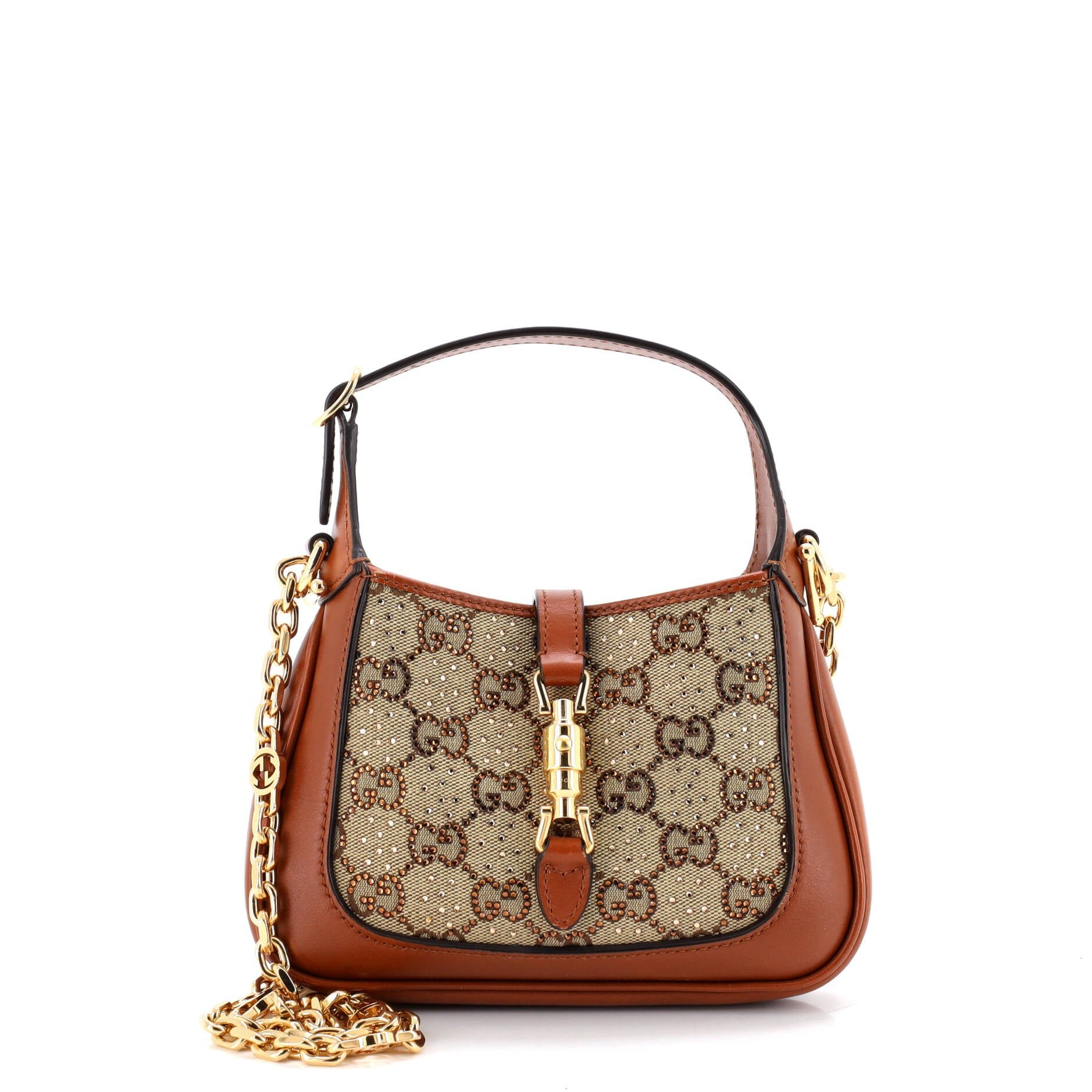 Jackie 1961 Chain Hobo Crystal Embellished GG Canvas Mini