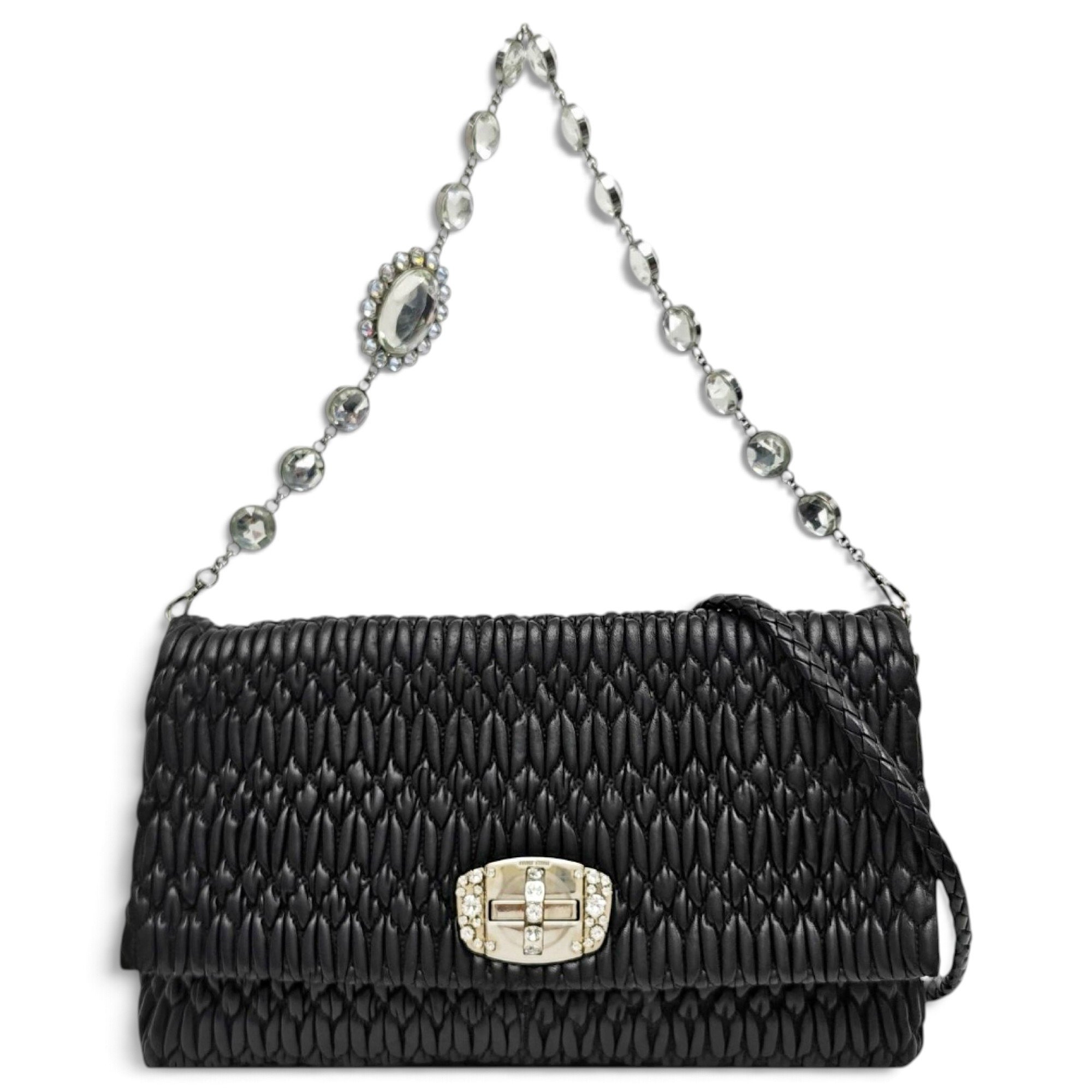 Miu Crystal leather handbag