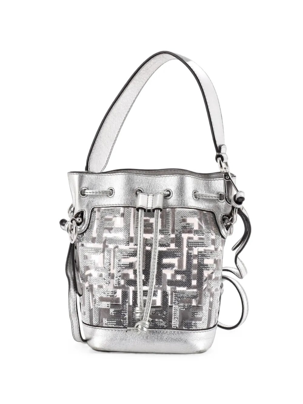 Mon Tresor Sequin Zucca Embroidered PVC Mini bucket bag