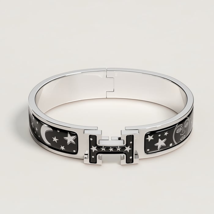 C8_orfevre Blanc Platine Noir Clic H Gloria Soli Bracelet