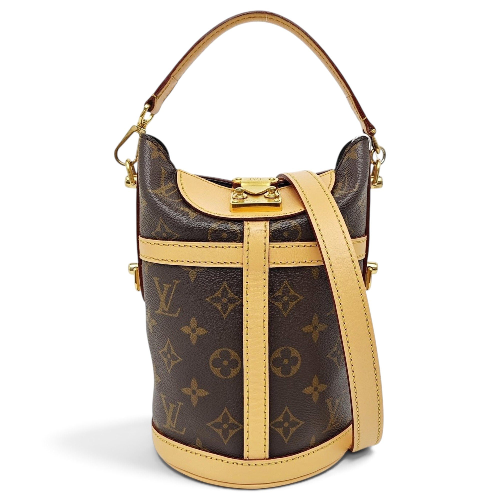 Duffle leather handbag