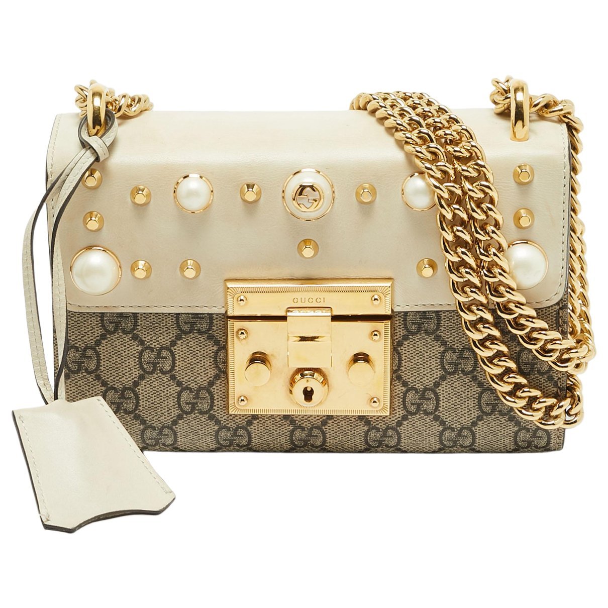 Padlock leather handbag