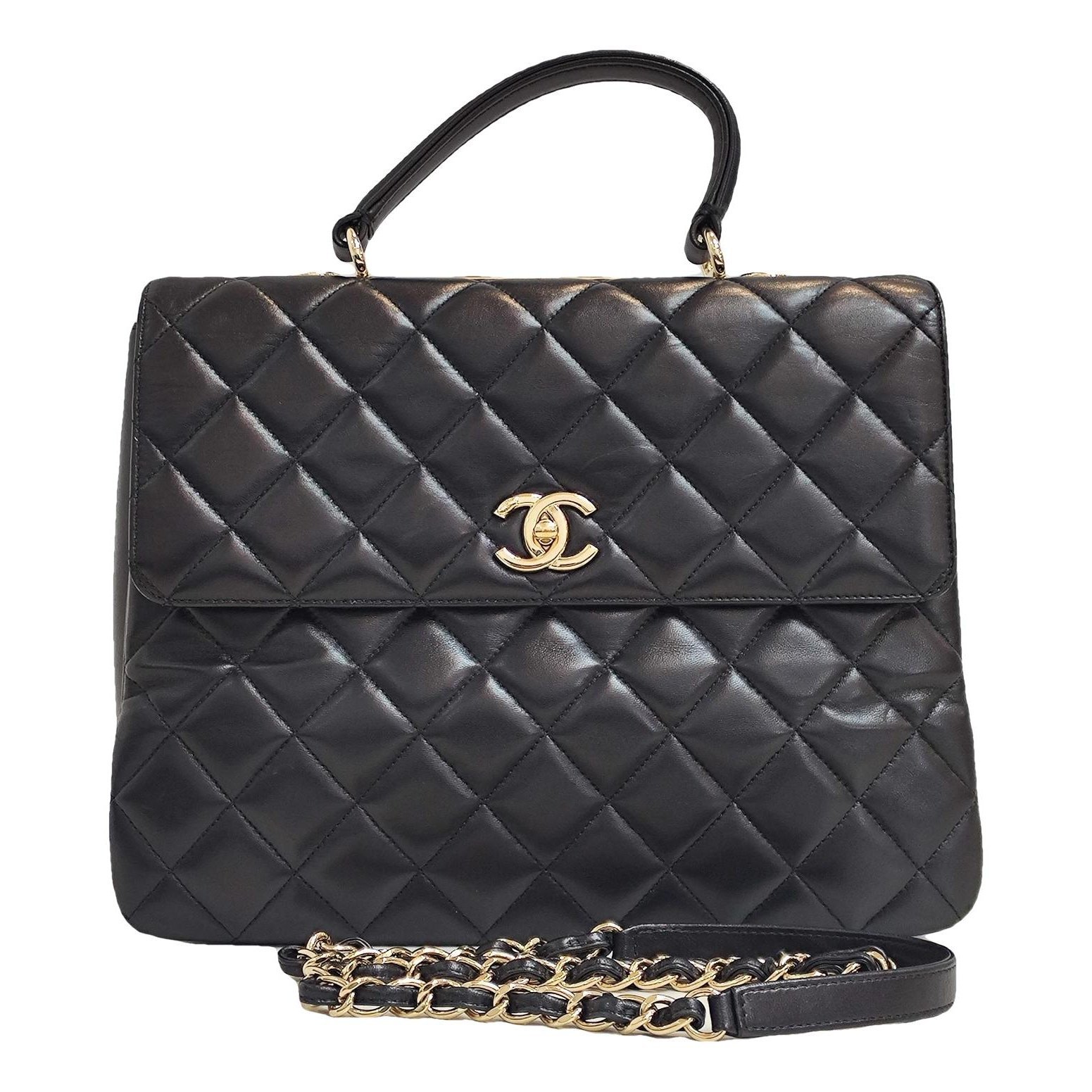 Trendy CC Top Handle leather handbag
